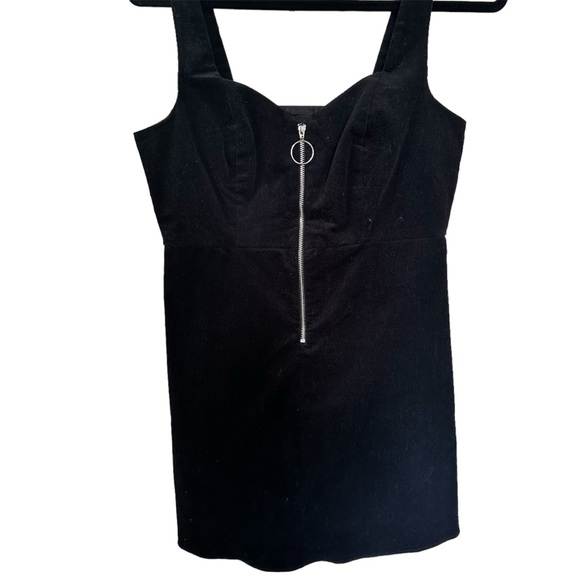 TOPSHOP Corduroy Zip Front Mini Jumper Black Dress in women’s us 6 - Picture 3 of 6